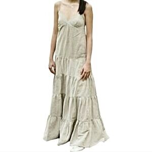 Zara Flax Linen full ruffled Dress